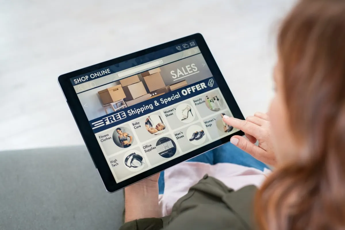 Woman shopping online on a tablet