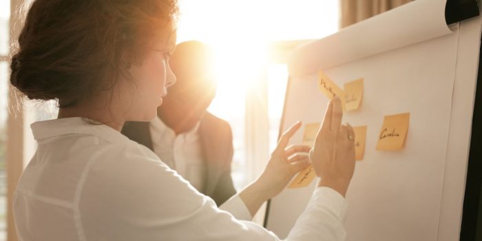 Business people planning resources