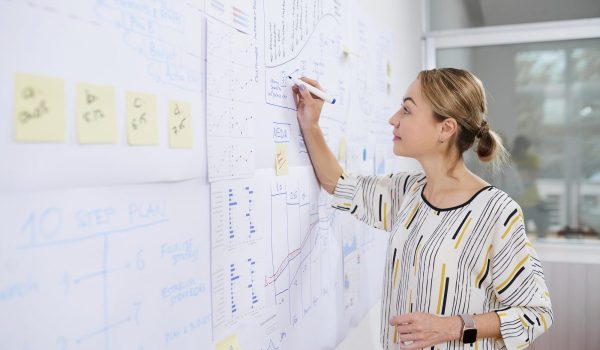 Marketing department manager drawing chart