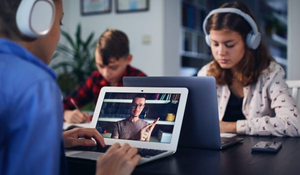 Online school lesson at home