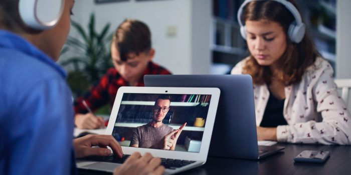 Online school lesson at home