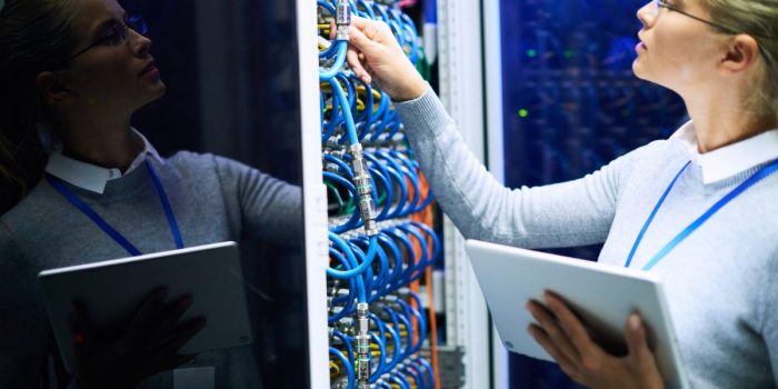Woman Checking Server Network