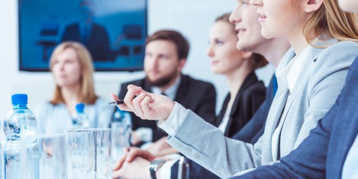 Young lawyer discussing company strategy